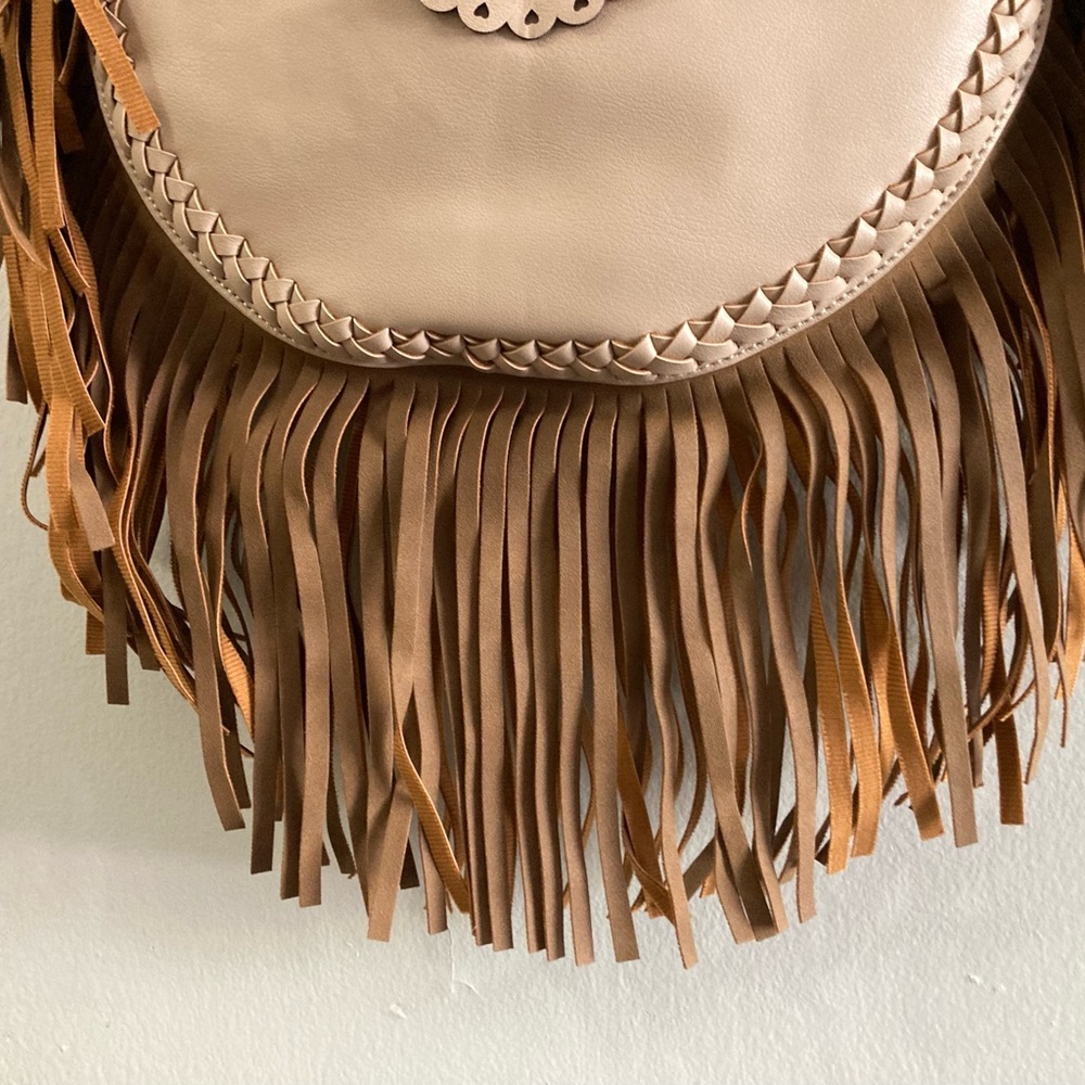 VENUS Beige and Brown Fringe Shoulder Bag - Picture 7 of 10